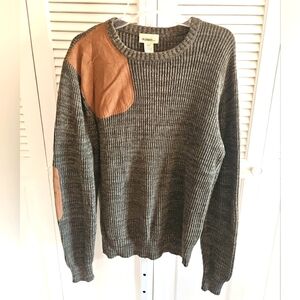 Vintage Gander Mountain Men's Cotton Sweater Suede Patch Green